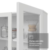 Cristaleira 70 Cm 2 Portas De Vidro Com Pés Cônicos Branco-rustic Vik Madesa - 7