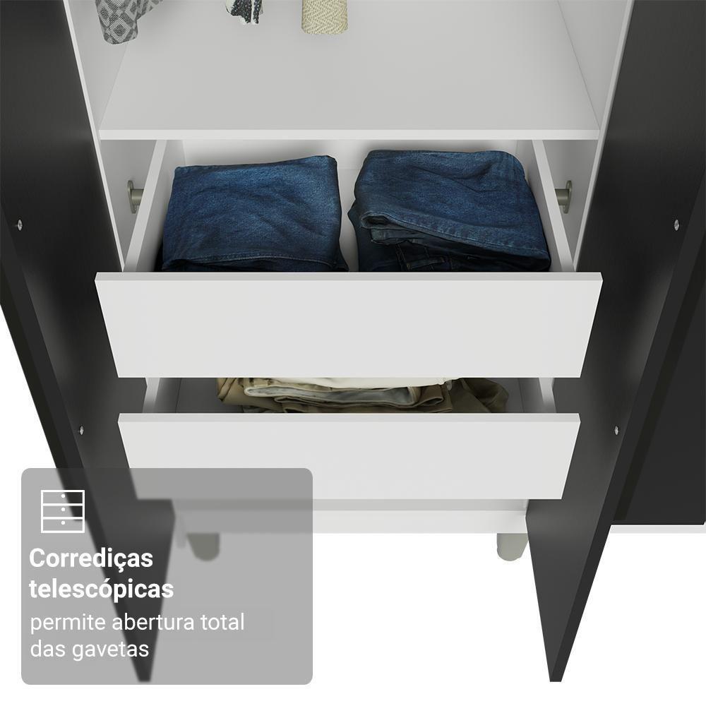 Guarda-roupa Casal Com Pés 8 Portas Batentes Branco-preto-preto Venus Madesa - 7