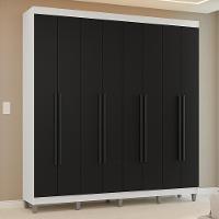 Guarda-roupa Casal Com Pés 8 Portas Batentes Branco-preto-preto Venus Madesa - 1