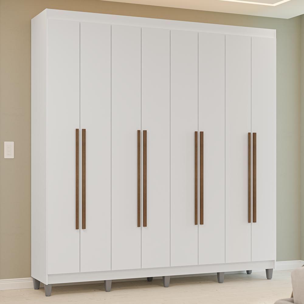 Guarda-roupa Casal Com Pés 8 Portas Batentes Branco-branco-rustic Venus Madesa - 1