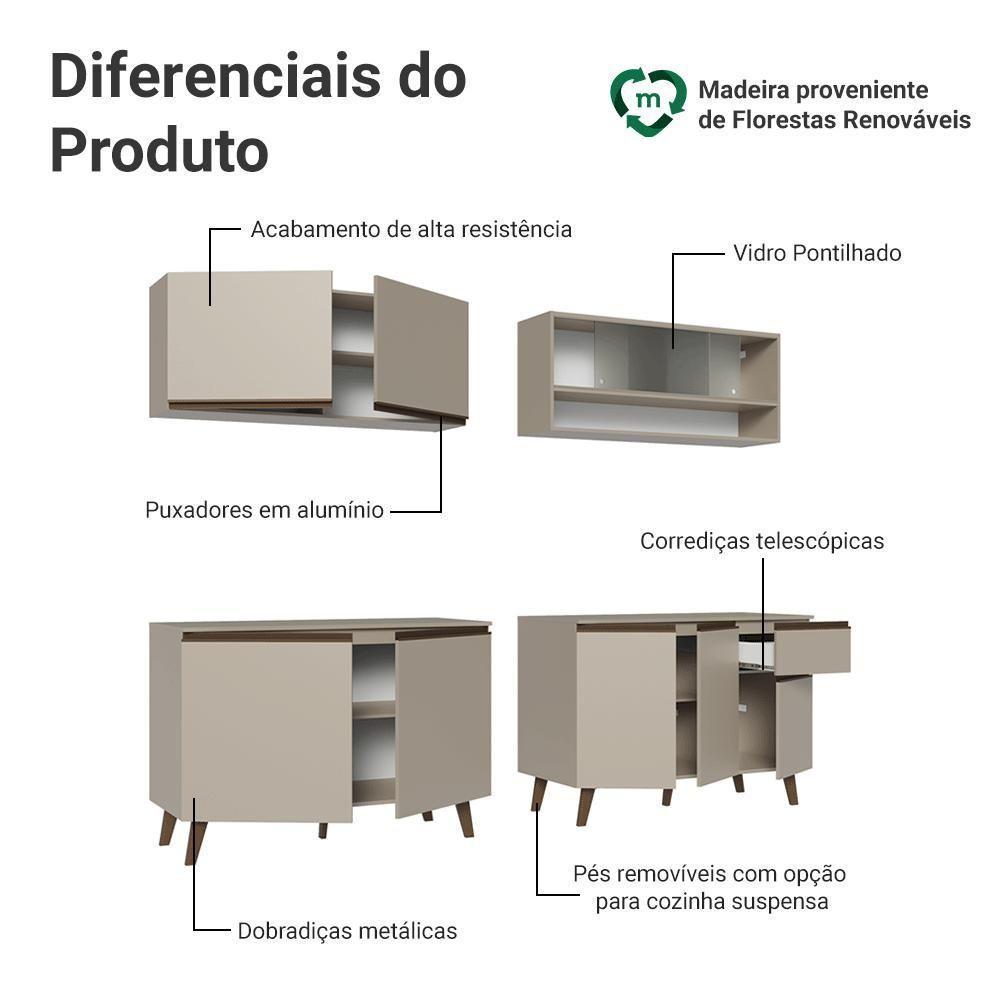 Armário De Cozinha Completa 240 Cm Nice Madesa 02 Crema - 4