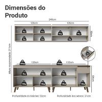 Armário De Cozinha Completa 240 Cm Nice Madesa 02 Crema - 3