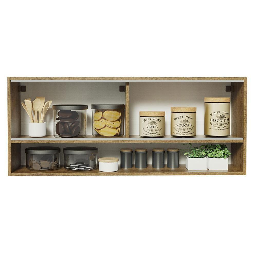 Armário Aéreo 120cm 2 Portas Correr Vidro Neutral 1 Nicho Rustic Para Cozinhas Glamy, Lux E Reims Madesa Rustic Rustic - 5