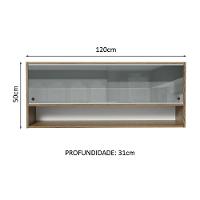 Armário Aéreo 120cm 2 Portas Correr Vidro Neutral 1 Nicho Rustic Para Cozinhas Glamy, Lux E Reims Madesa Rustic Rustic