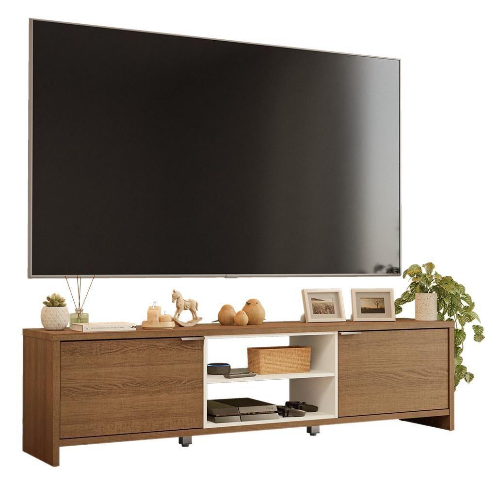 Rack Para Tv Até 80 Polegadas 180cm 2 Portas Rustic-branco Linz Madesa - 2