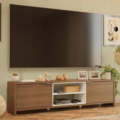 Rack Para Tv Até 80 Polegadas 180cm 2 Portas Rustic-branco Linz Madesa