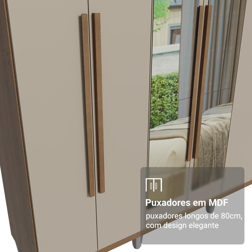 Guarda-roupa Casal Com Pés 6 Portas Batentes Com Espelho Rustic-crema-rustic Saturno Madesa - 6