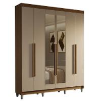 Guarda-roupa Casal Com Pés 6 Portas Batentes Com Espelho Rustic-crema-rustic Saturno Madesa - 2