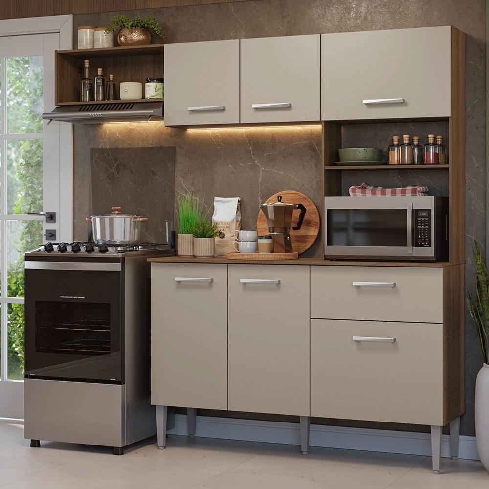 Armário De Cozinha Compacta 196cm Rustic-crema Aura Madesa - 1