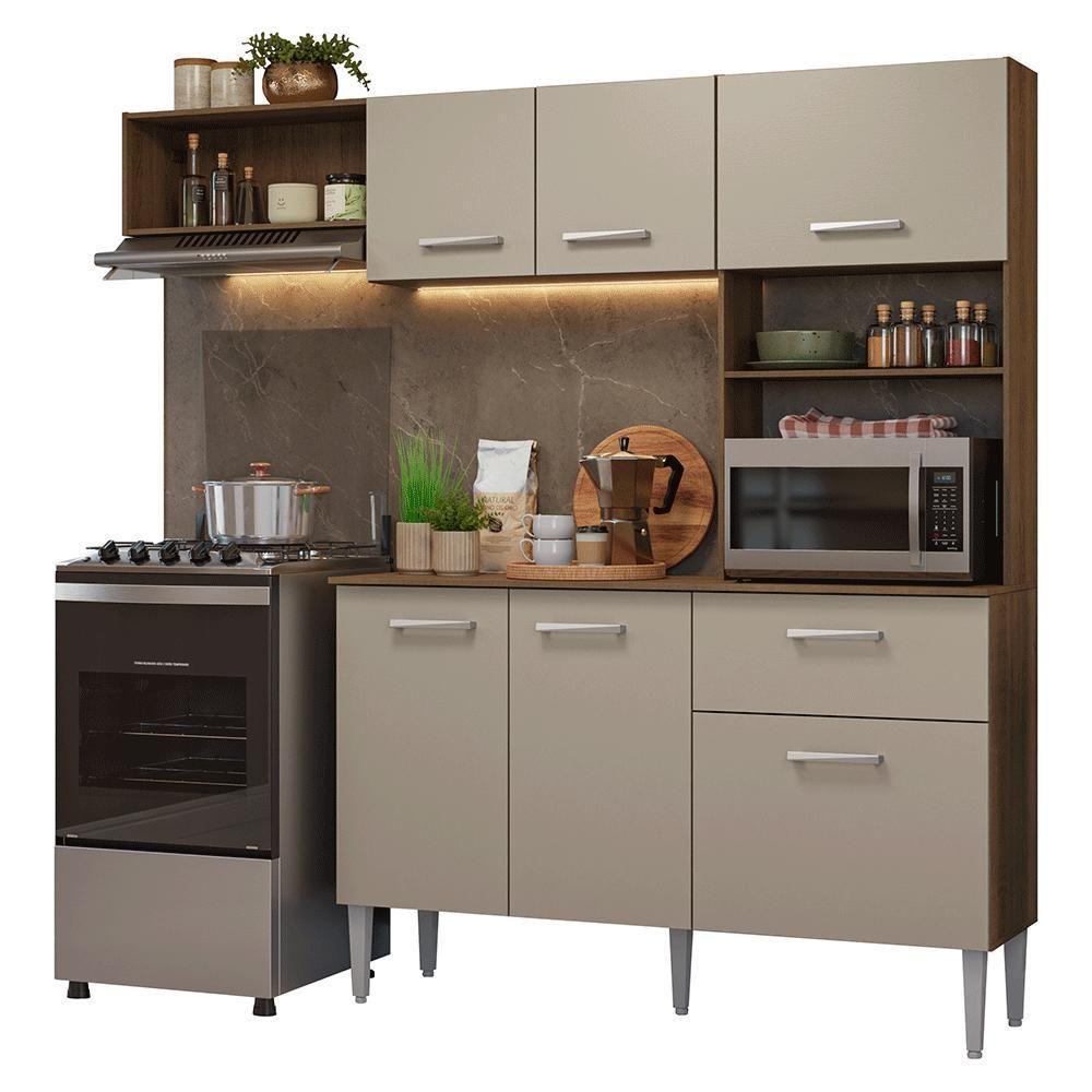 Armário De Cozinha Compacta 196cm Rustic-crema Aura Madesa - 2