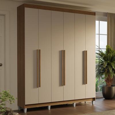 Guarda-roupa Casal Com Pés 6 Portas Batentes Rustic-crema-rustic Saturno Madesa