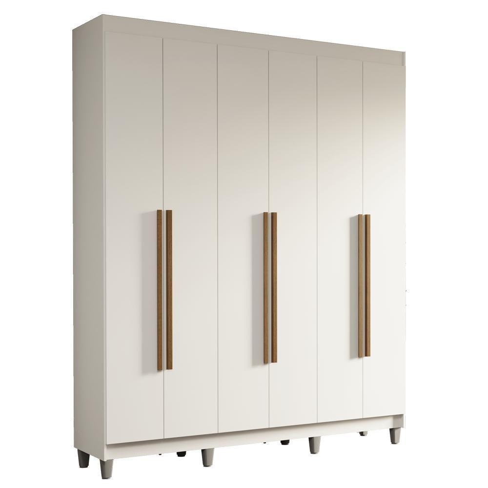 Guarda-roupa Casal Com Pés 6 Portas Batentes Branco-branco-rustic Saturno Madesa - 2