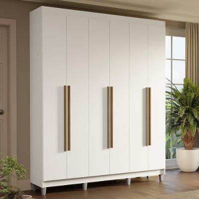 Guarda-roupa Casal Com Pés 6 Portas Batentes Branco-branco-rustic Saturno Madesa