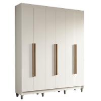 Guarda-roupa Casal Com Pés 6 Portas Batentes Branco-branco-rustic Saturno Madesa - 2
