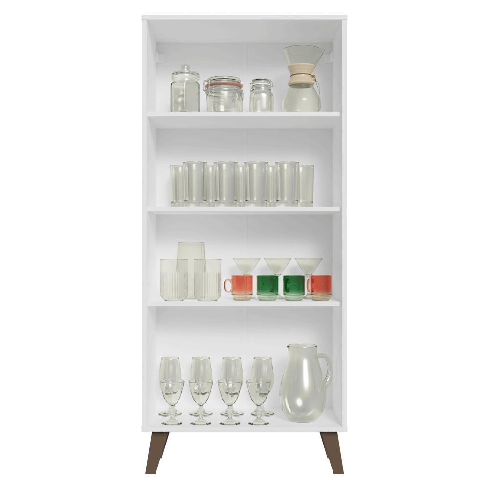 Cristaleira 70 Cm 2 Portas De Vidro Com Pés Trapézio Branco-rustic Vik Madesa - 5