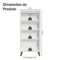 Cristaleira 70 Cm 2 Portas De Vidro Com Pés Trapézio Branco-rustic Vik Madesa - 3