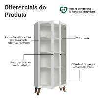 Cristaleira 70 Cm 2 Portas De Vidro Com Pés Trapézio Branco-rustic Vik Madesa