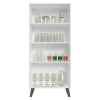 Cristaleira 70 Cm 2 Portas De Vidro Com Pés Trapézio Branco-rustic Vik Madesa - 5