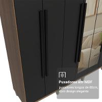 Guarda-roupa Casal Com Pés 8 Portas Batentes Com Espelho Rustic-preto-preto Netuno Madesa - 6