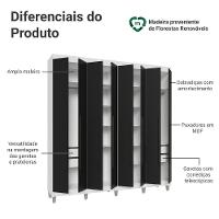 Guarda-roupa Casal Com Pés 8 Portas Batentes Branco-preto-preto Netuno Madesa