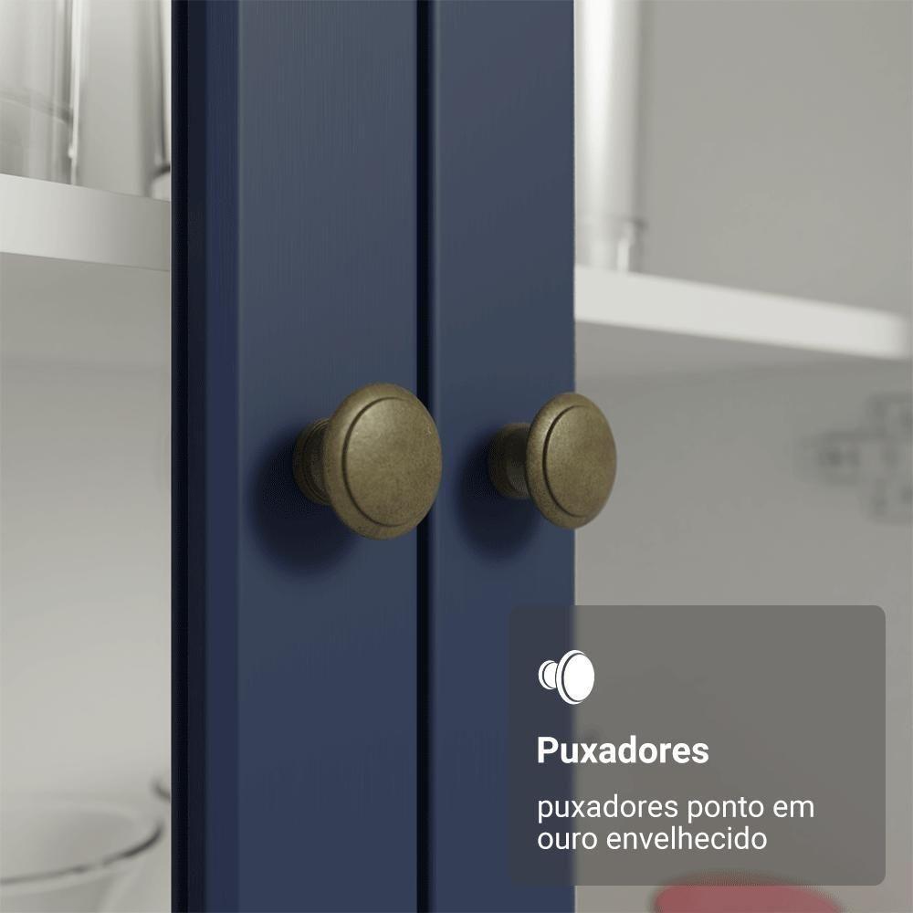 Cristaleira Suspensa 70 Cm 2 Portas De Vidro Branco-azul Vik Madesa - 8