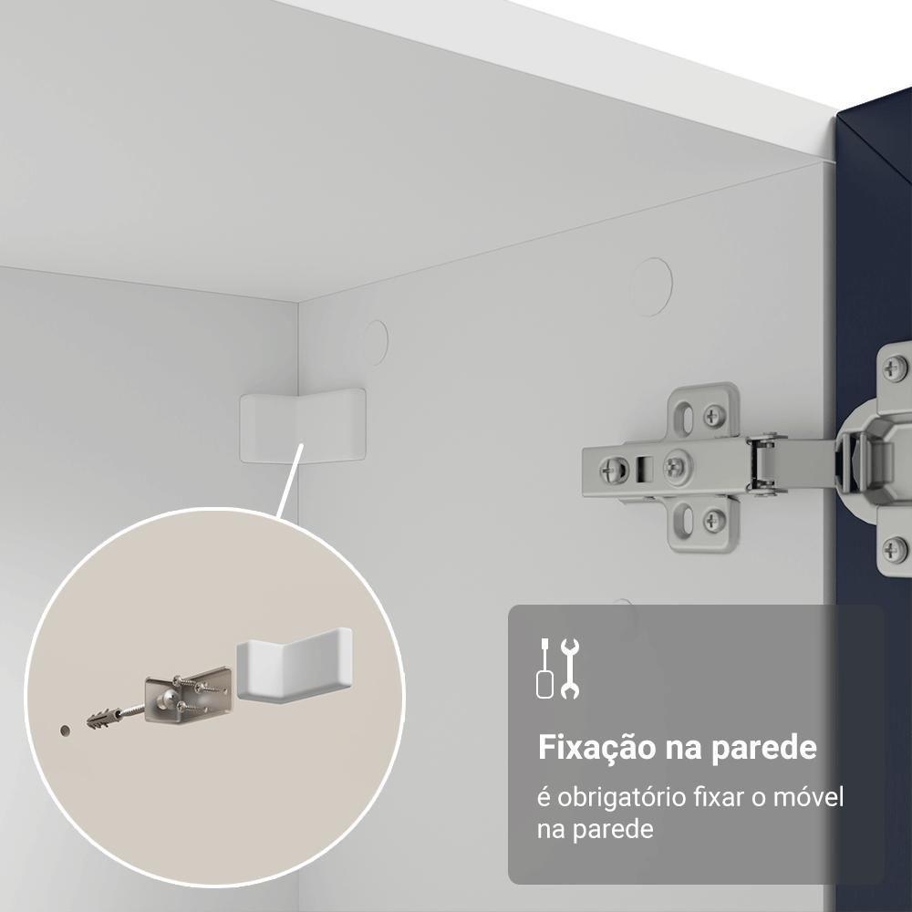 Cristaleira Suspensa 70 Cm 2 Portas De Vidro Branco-azul Vik Madesa - 9