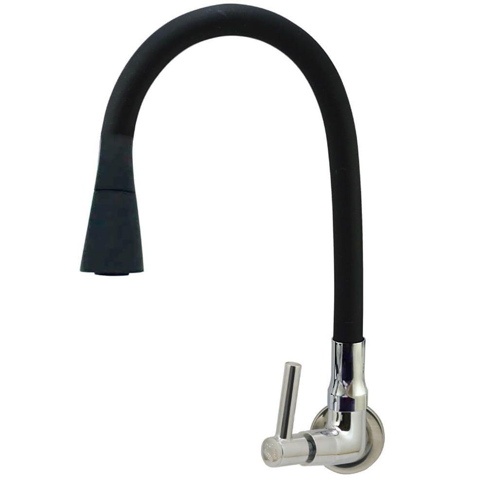 Torneira De Parede Tubo Gourmet Duplo Cone 1-4 De Volta Preta Para Pia 6163 - 772234 - Stoc - 1