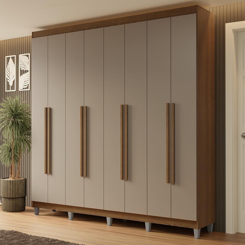 Guarda-roupa Casal Com Pés 8 Portas Batentes Rustic-crema-rustic Netuno Madesa - 1