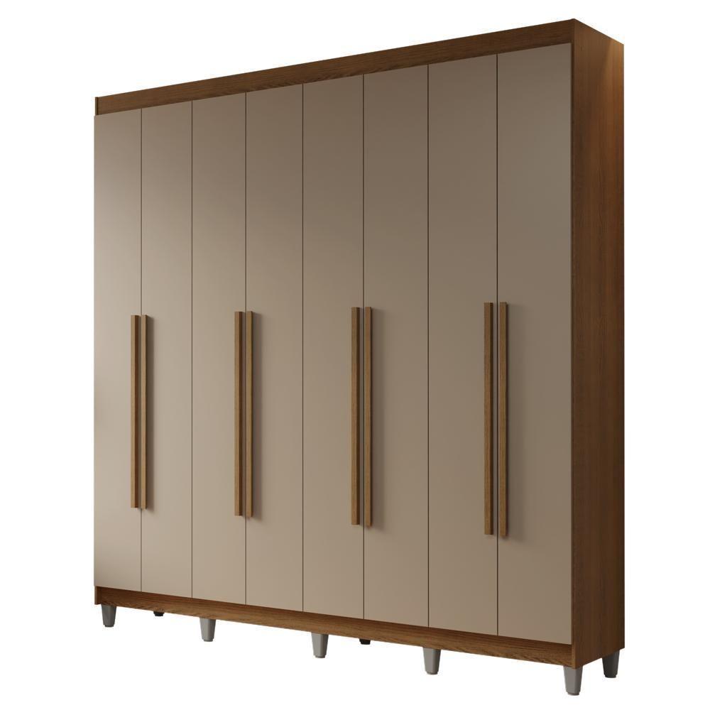 Guarda-roupa Casal Com Pés 8 Portas Batentes Rustic-crema-rustic Netuno Madesa - 2