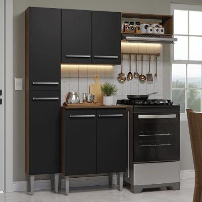 Armário De Cozinha Compacta 156 Cm Rustic-preto Emilly Madesa 01