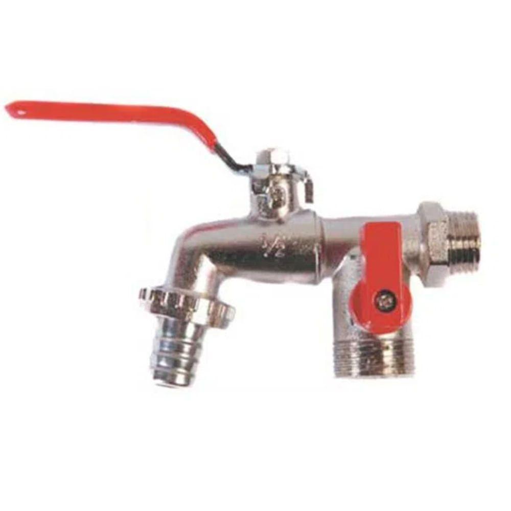 Torneira Cromada Para Tanque E Máquina De Lavar De Esfera Dupla - Vtj072cwb - Esteves - 1