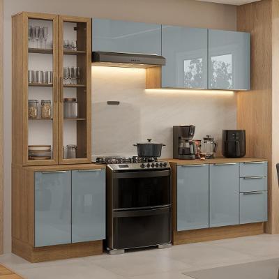 Armário De Cozinha Completa 270cm Rustic/cinza Lux Madesa 04