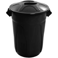 Cesto Plástico 66cm Com Tampa Preto De 100 Litros 00363-e100 - Cr100p - Jsn - 1