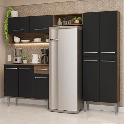 Armário De Cozinha Completa 229cm Rustic-preto Emilly Madesa 017