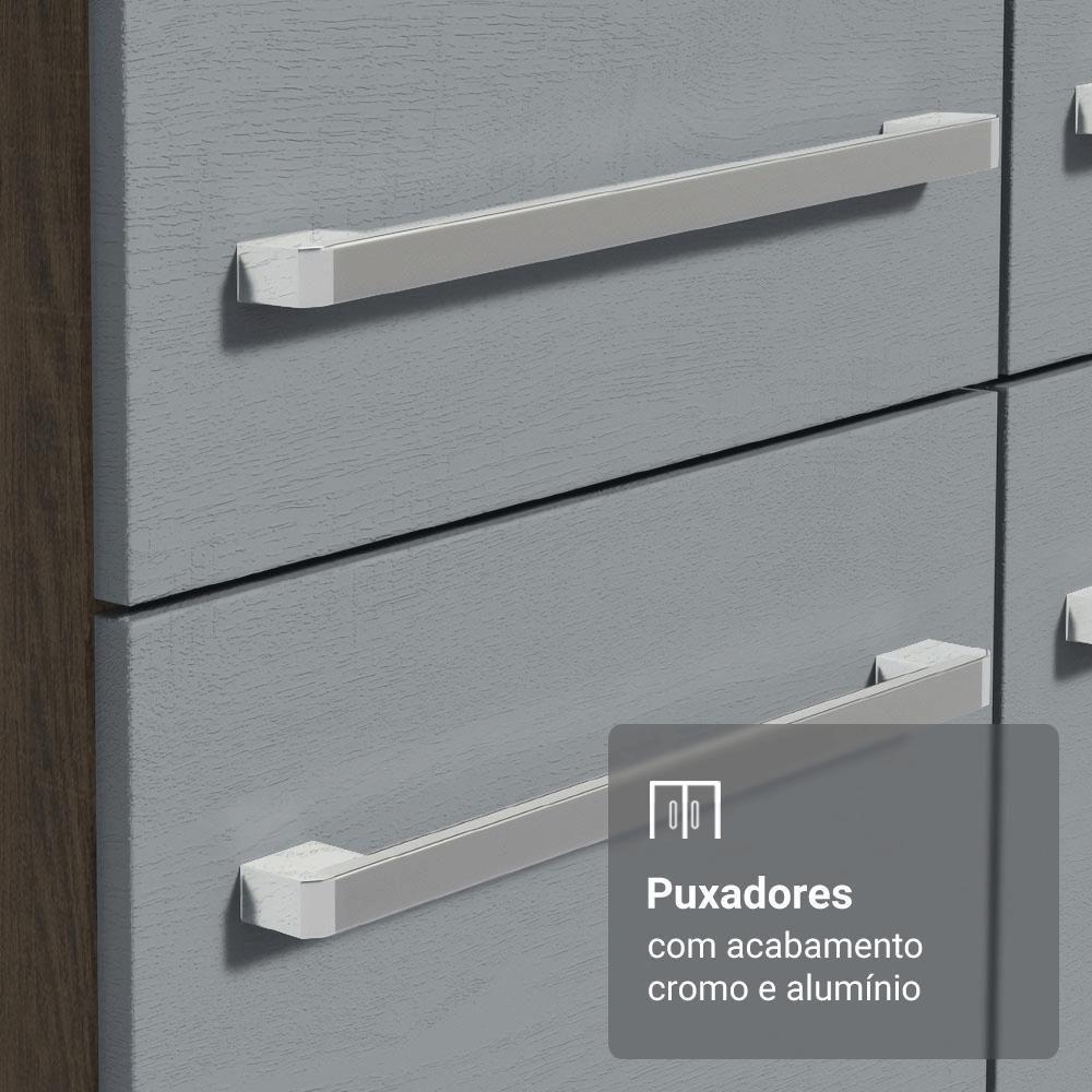 Armário De Cozinha Completa 197 Cm Rustic-cinza Emilly Madesa 01 - 6