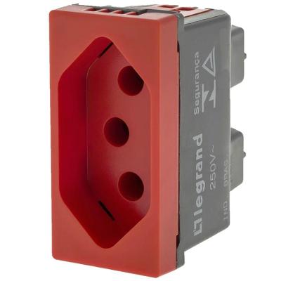 Tomada 2p+t De 10 Ampères 250 Volts Automática 1m Vermelha - 615039vm - Pial Plus