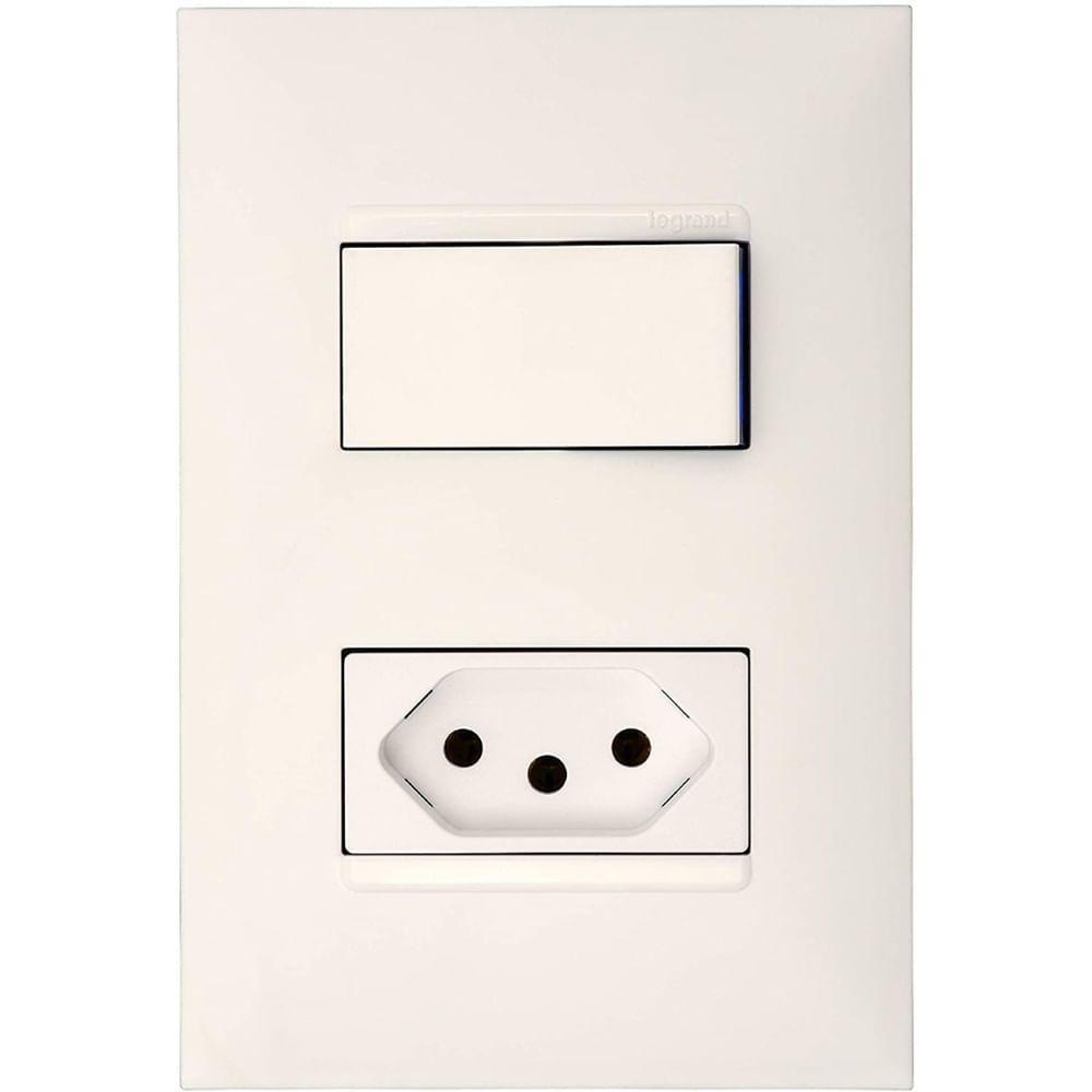 Interruptor Paralelo E Tomada 2p+t De 10 Ampères 4x2 Branca - 615078bc - Pial Plus - 1