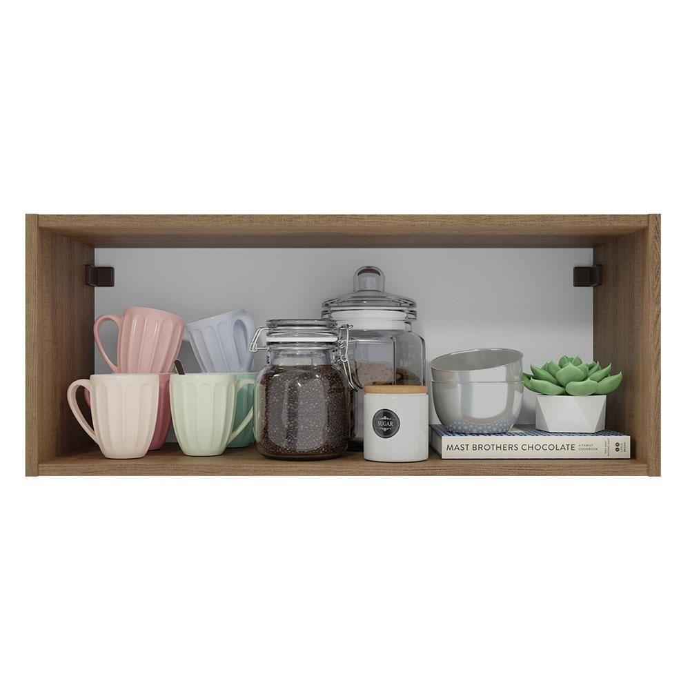 Armário Aéreo 80 Cm Nicho Aberto Para Cozinhas Lux, Glamy, Agata, Stella Rustic Madesa Rustic Rustic - 4