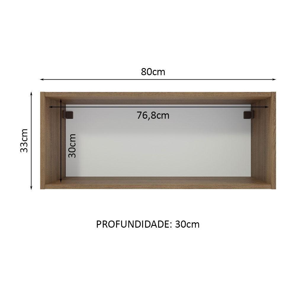 Armário Aéreo 80 Cm Nicho Aberto Para Cozinhas Lux, Glamy, Agata, Stella Rustic Madesa Rustic Rustic - 5