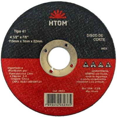 Disco De Corte Inox 4.1-2"" X 7-8"" - 40563 - Htom Disco De Corte Inox 4.1-2" X 1" X 7-8" - 40563 - Htom