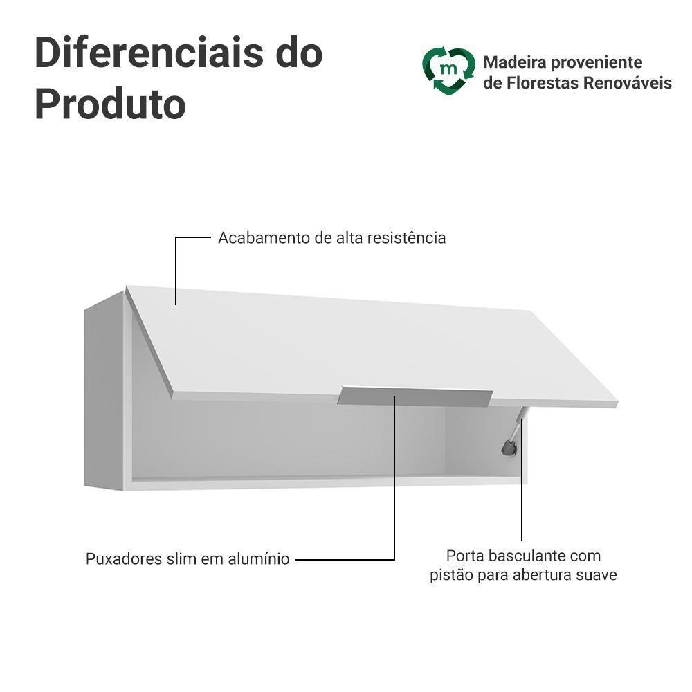 Armário Aéreo Para Quarto 80 Cm 1 Porta Basculante Branco Neo Madesa - 3