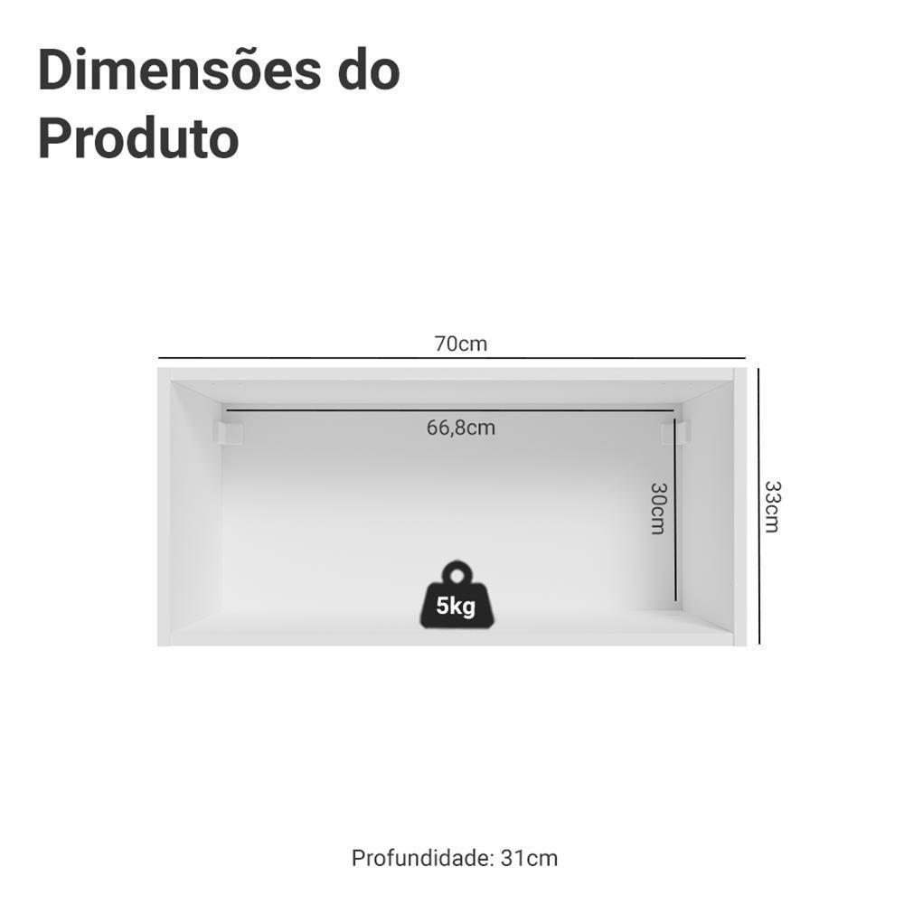 Armário Aéreo Para Quarto 70 Cm 1 Porta Basculante Branco Neo Madesa - 2