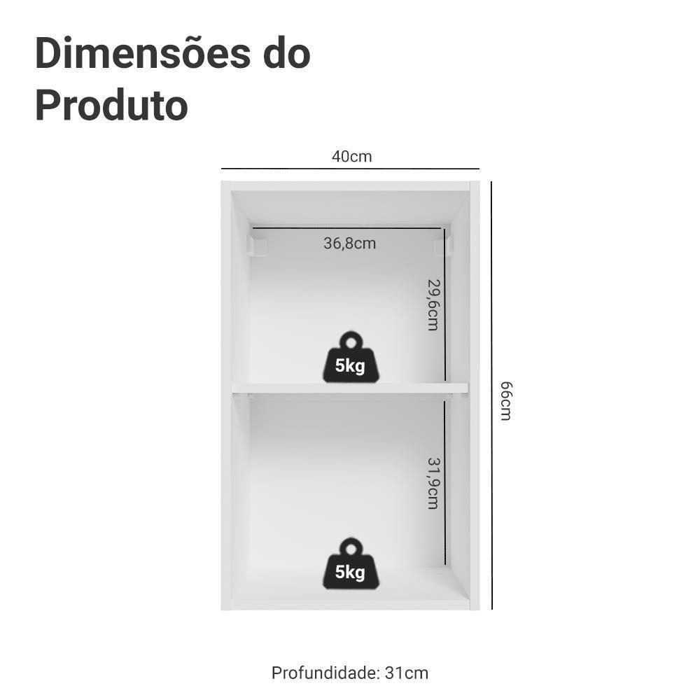 Armário Aéreo Para Quarto 40 Cm 1 Porta Branco Neo Madesa - 2