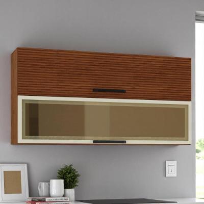 Armário 2 Basculante C- Vidro 120 Cm Ametista Nogueira Ripado