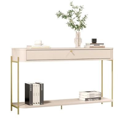 Aparador Buffet Sala Tucupí Com 1 Gaveta E Pés De Metal Off White Dourado