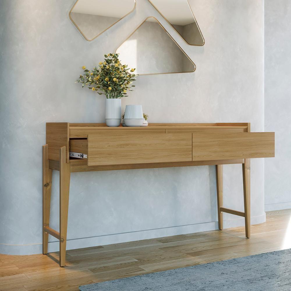 Aparador Buffet Rennes Com 2 Gavetas E Pés De Madeira Maciça Hanover - 5