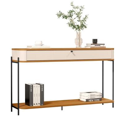 Aparador Buffet Sala Tucupí Com 1 Gaveta E Pés De Metal Off White Nature Preto