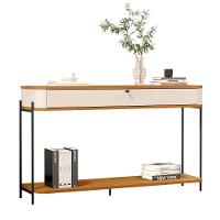 Aparador Buffet Sala Tucupí Com 1 Gaveta E Pés De Metal Off White Nature Preto - 1