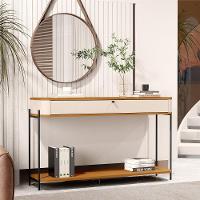 Aparador Buffet Sala Tucupí Com 1 Gaveta E Pés De Metal Off White Nature Preto - 2
