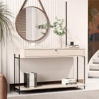 Aparador Buffet Sala Tucupí Com 1 Gaveta E Pés De Metal Off White Preto - 2